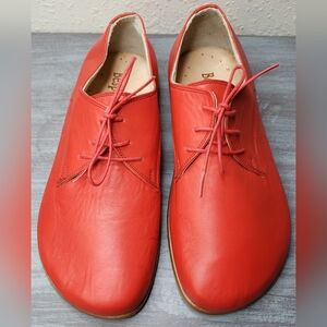 BespokyCraft Handmade Red Leather Lace-Up Shoes